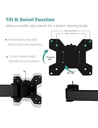 Wali Individual LCD Monitor Desk Mount ajustable una visualización hasta 27," Full,, Girar, Girar, 22 libras Capacidad, C Clamp Base de inclinación de movimiento y base con arandela opcional, Negro