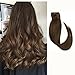Medium Brown Hair Extensions Clip in Human Hair 14 inch 7 Hair Pieces Full Head Fine Hair #4 Silky Straight Long Remy Hair 70g