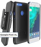 Google Pixel XL Belt Clip Case, Encased DuraCLIP [secure-fit] Holster w/ Slim Cover (Smooth Black)