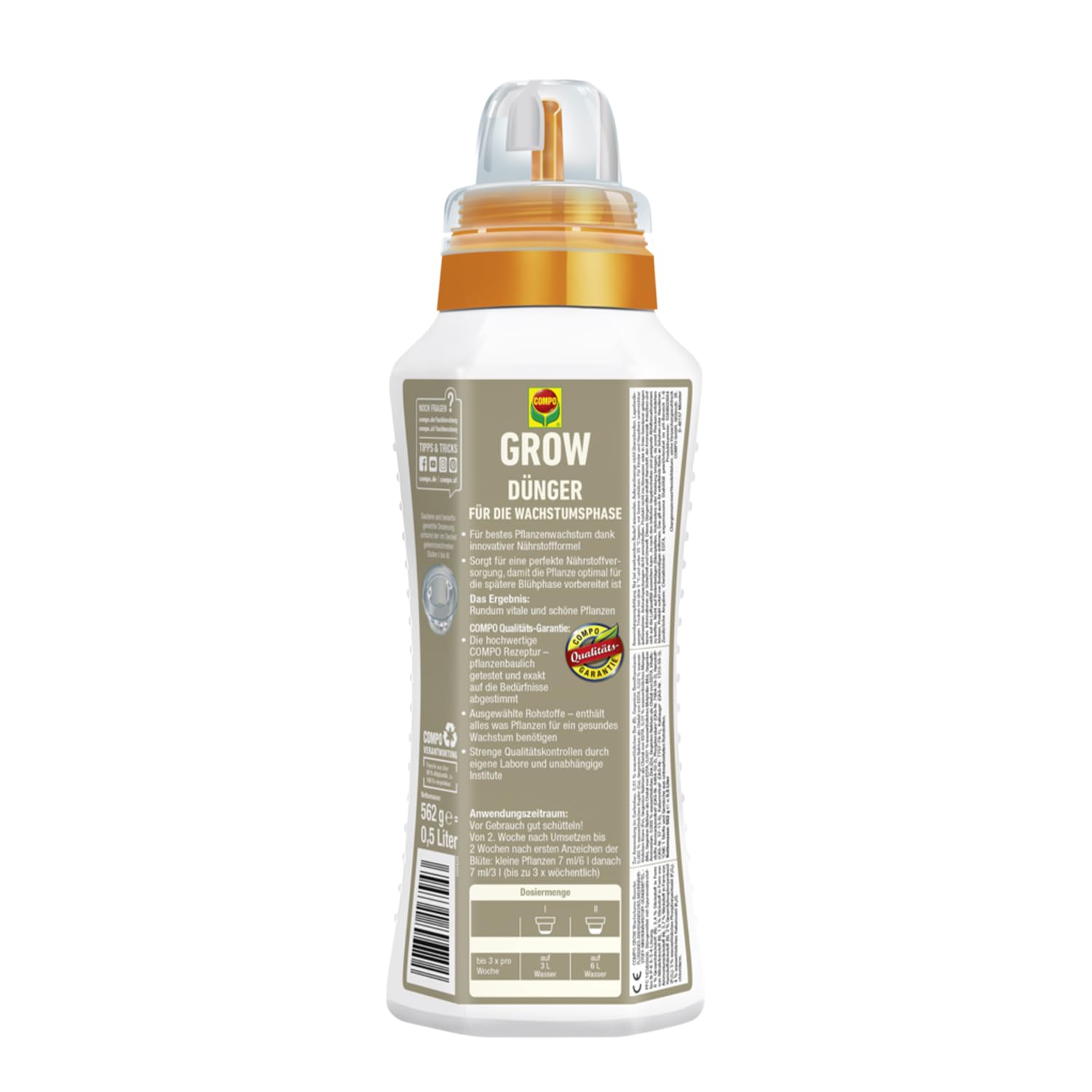 COMPO GROW Wachstum Dünger für Spezialkulturen - Dünger für Indoor & Outdoor - Spezialdünger für die Wachstumsphase - mineralisch - 500 ml, grün 5