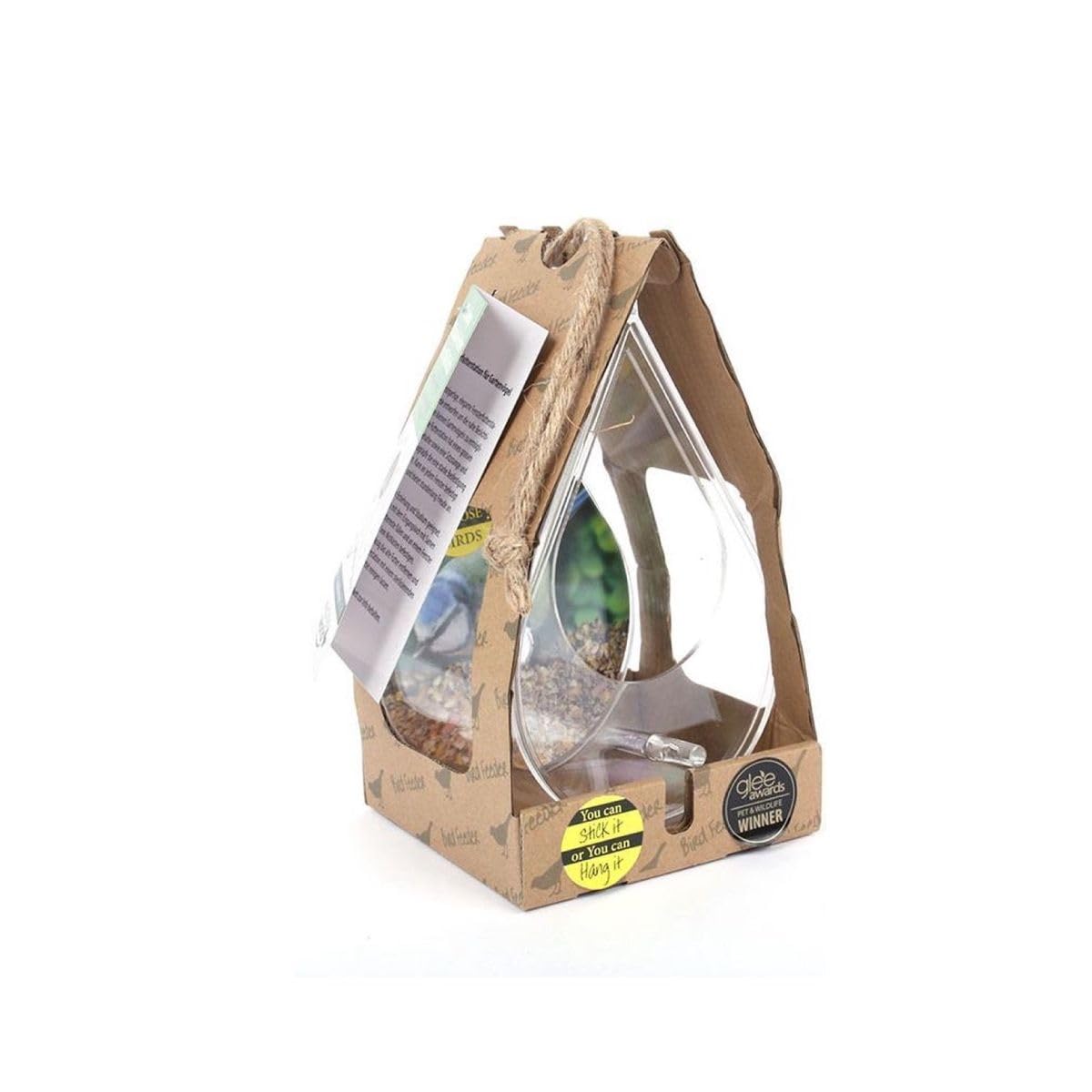 Wildlife World Dewdrop Clear Window Bird Feeder with Feeding Tray