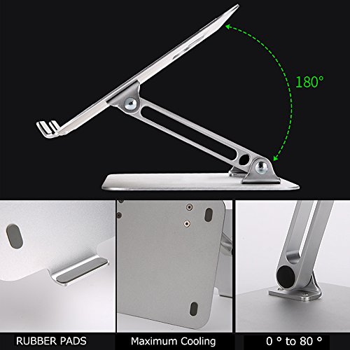 SKYZONAL Aluminum Adjustable Laptop Notebook Stand Riser Portable Height Adjustable and Angle Desk Notebook Support for MacBook Pro/Air, Apple Laptop Stand 11-17" Notebook and Tablet (New Arrive)