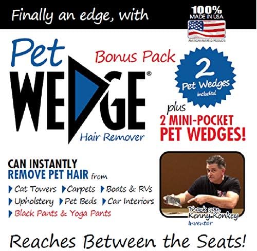 Pet Wedge Hair Remover- 2 Pack Pet Wedge & 2 Pack Mini-Pocket Pet Wedge