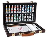 Studio 71 34-Piece Watercolor Painting Set - Deluxe Art Set with Portable Wooden Case, Ideal for All Skill Levels - Travel Art Kit Keeps Supplies Neatly Organized, Makes a Great Gift