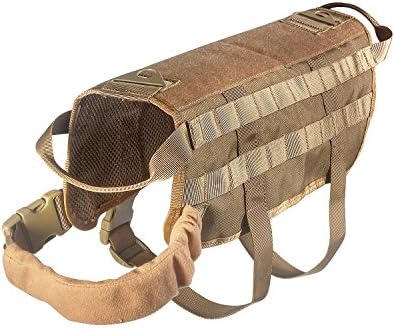 Feliscanis Tactical Dog Vest Training Molle Harness Brown Size XL