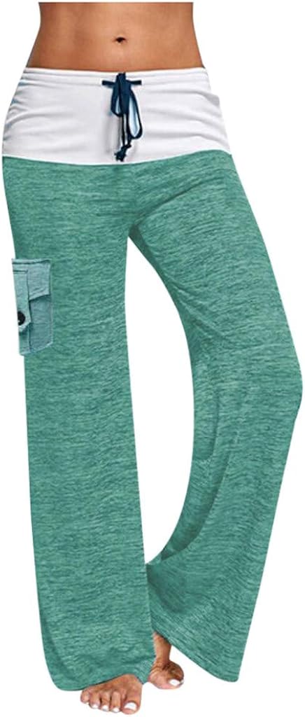 Women Pants Neartime Print Loose Casual Pants American Flag Drawstring Wide Leggings