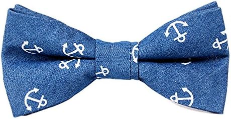 Gazebo Green Pre-Tied Cotton Bow Tie - Novelty Prints (Denim Anchors)