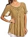 Sakkas 15783 - Ellie Sequin Embroidered Cap Sleeve Scoop Neck Relaxed Fit Blouse - Light Brown - OS