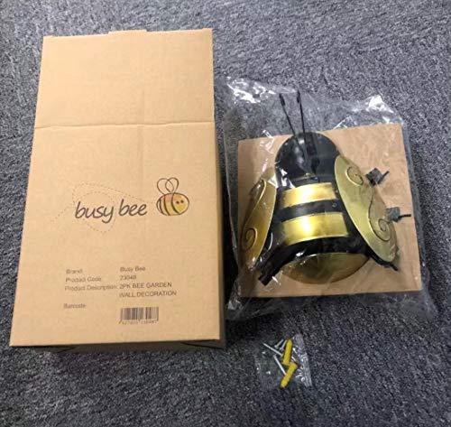 busybee 2 x Large Metal Bee Garden Wall Art Ornament Garden wall art deco