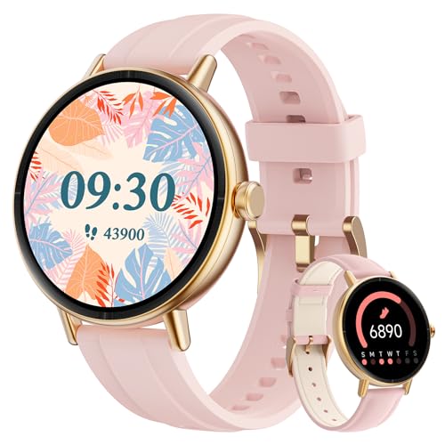 Gydom Women's Round Smartwatch 1.27 Inch Smart Watch with Phone Function, Fitness Watch with SpO2 Heart Rate Stress Calories Sleep Pedometer, 100+ Sports Modes IP68 Waterproof Sports Watch for iOS