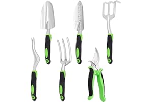 6Pcs Gardening Tools Set HADEEONG Aluminum Tool Kit Gardening Gifts for Women Men Plant Lover Gardener Outdoor Ergonomic Gard