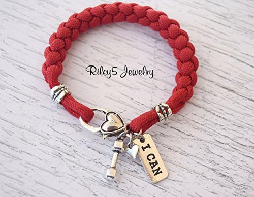 I CAN Dumbbell paracord bracelet - I CAN Jewelry - Fitness - Bodybuilding - Weightlifting - Workout jewelry