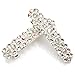 Luxxii - Clear Fancy Rhinestone Crystal Hair Barrette Clip Hair Pin (Pack 2, Silver Tone_B)