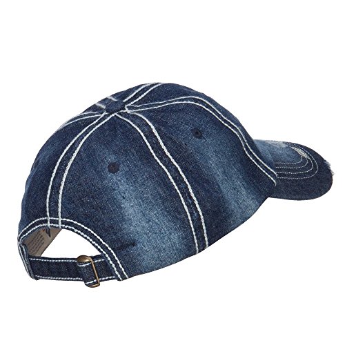 Distressed Heavy Washed Denim Cap - Navy OSFM