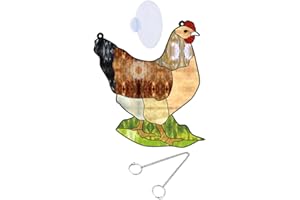 Alipis Stained Glass Window Hanging Acrylic Chicken Hen Window Panel Christmas Tree Pendant for Xmas Easter Party