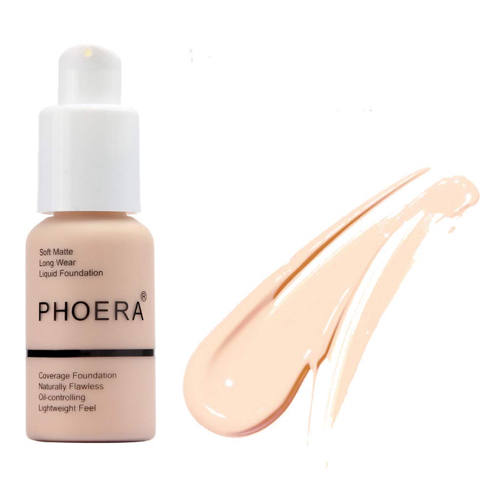 PHOERA Foundation Makeup, Firstfly 37ml Matte Oil Control Concealer Foundation Cream, Long Lasting Waterproof Matte Liquid Foundation