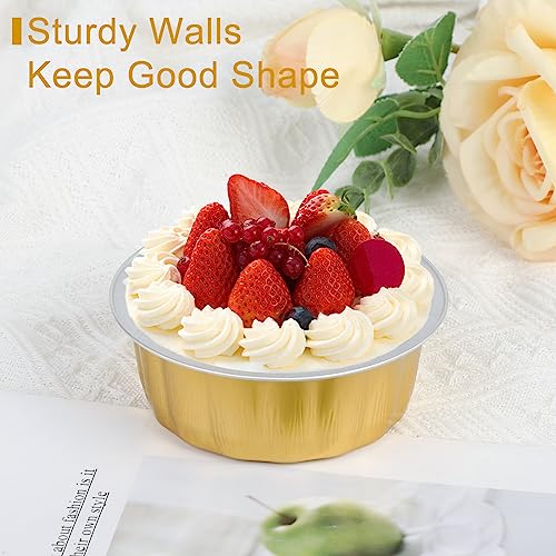 Suice Aluminum Foil Baking Cups with Lids, 100 Pack Disposable Ramekins