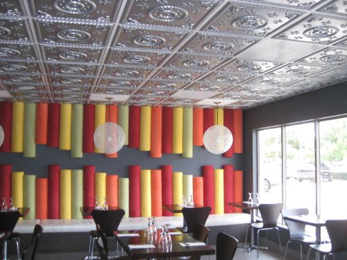 ceiling tiles #27 Tin Silver PVC 2x2 Grid Suspended and Glue up Fire Rated.
