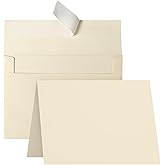 Goefun Cream Blank Cards and Envelopes, 5x7 Folded Ivory Cardstock and A7 Envelopes Self Seal 100 Pack for Wedding, Invitations, DIY Greeting Cardstock, Thank You Cards & All Occasion