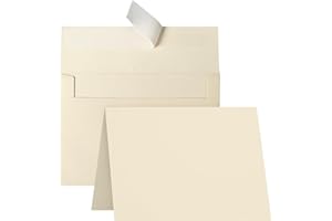 Cream Blank Cards and Envelopes, Goefun 5x7 Folded Ivory Cardstock and A7 Envelopes Self Seal 100 Pack for Wedding, Invitatio