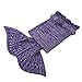 Hughapy Mermaid Blanket Kids Knitted Sleeping Bag Sofa Falbala Mermaid Tail Bed Throw Blanket in 4 Colors,55