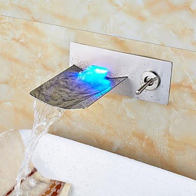 YZL ¡ÌWall Mounted Nickel Brushed LED Waterfall Bathroom Sink Faucet