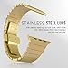 MoKo Band for Apple Watch Series 1 Series 2, Stainless Steel Replacement Smart Watch Band Wrist Strap Bracelet with Butterfly Buckle Clasp for 38mm Apple Watch All Models - Gold (Not Fit iWatch 42mm)