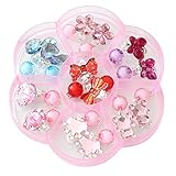 Toddler Crystal Earring Box Set Girl Earrings Clip-on Princess Jewelry Set Birthday Gift Pretend Play Toy Dress up Set-B