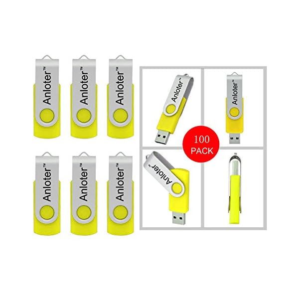 Anloter™ USB-Stick, drehbar, 512 MB, Gelb, 100 Stück