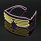 Lerway Black Frame Neon El Wire LED Light Up Shutter Glasses Two Colors+ Standard Controller (Yellow + Pink)