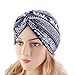 DECOU Elephant Printed Twist Pleated Hair Wrap Stretch Turban E234 (Navy)