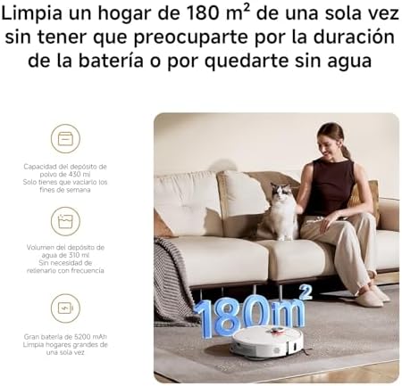 Robot Vacuum S40 Pro, aspirador robótico inteligente e esfregão, escovas laterais autoextensíveis, aspiração de 15000 Pa, pavimento duro e alcatifa, controlo remoto através da aplicação — foto 8 de 8