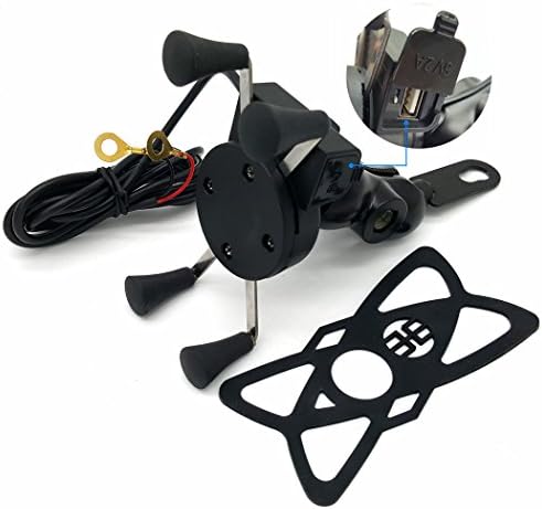 Motorcycle Cell Phone Holder Mount with USB Charger Waterproof Handlebar Rearview Mirror Accessories Clip for Mobile Phone GPS