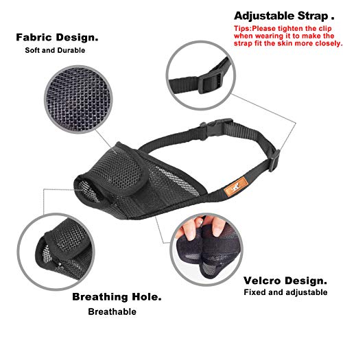 Dog Muzzle Mesh with Overhead Strap, Breathable Mask Mouth Guard Muzzle