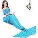JR.WHITE Mermaid Tail Blanket for Kids and Adults, Hand Crochet Snuggle Mermaid, All Seasons Seatail Sleeping Bag Blanket(Ocean Blue)