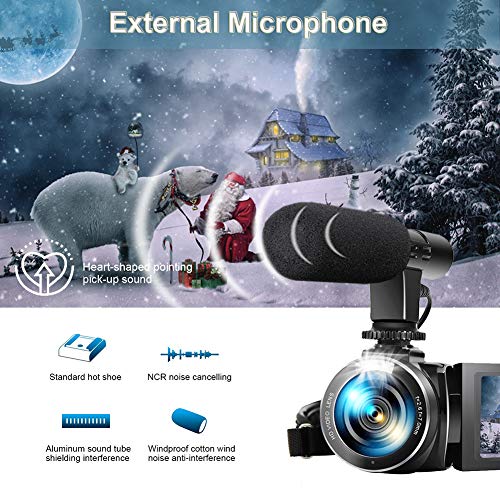 Video Camera 4K Camcorder Vlogging Camera Recorder with Microphone 30MP