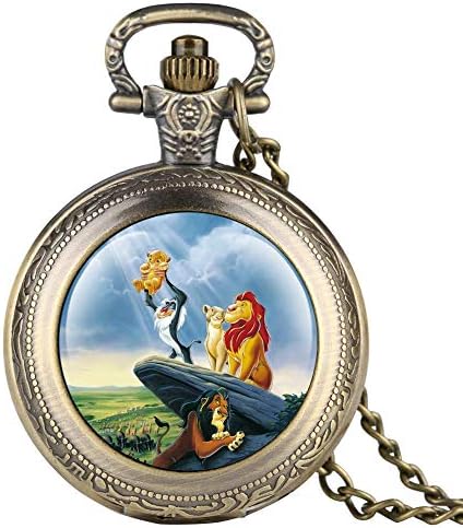 黒人の子供たち懐中時計ように ポケットは モデルの子供のための漫画 のライオン 懐中時計とチェーンクリエイティブギフト刻まポケットティーンエイジャーの時計 ブロンズ Pasadenahc Com
