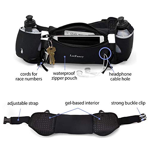 LotFancy Buiktas, loopgordel met drinkfles (BPA-vrij), comfortabel en ademend, voor marathon, joggen, fietsen, kamperen… - Image 3