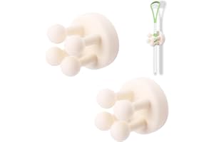 KEUYE Tongue Scraper Holder,Waterproof Self Adhesive Hook Tongue Scraper Holder Only for Bathroom,Soft Silicone Multi-Function Toothbrush and Tongue Scraper Holder,2PCS,White