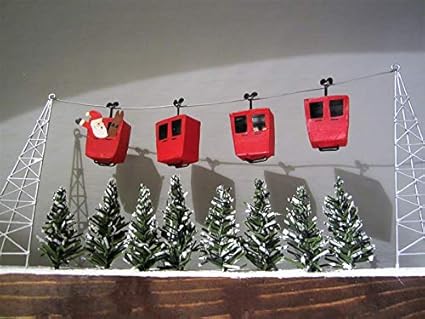 Shoeless Joe Tabletop Standalone Alpine Cable Car Decoration With