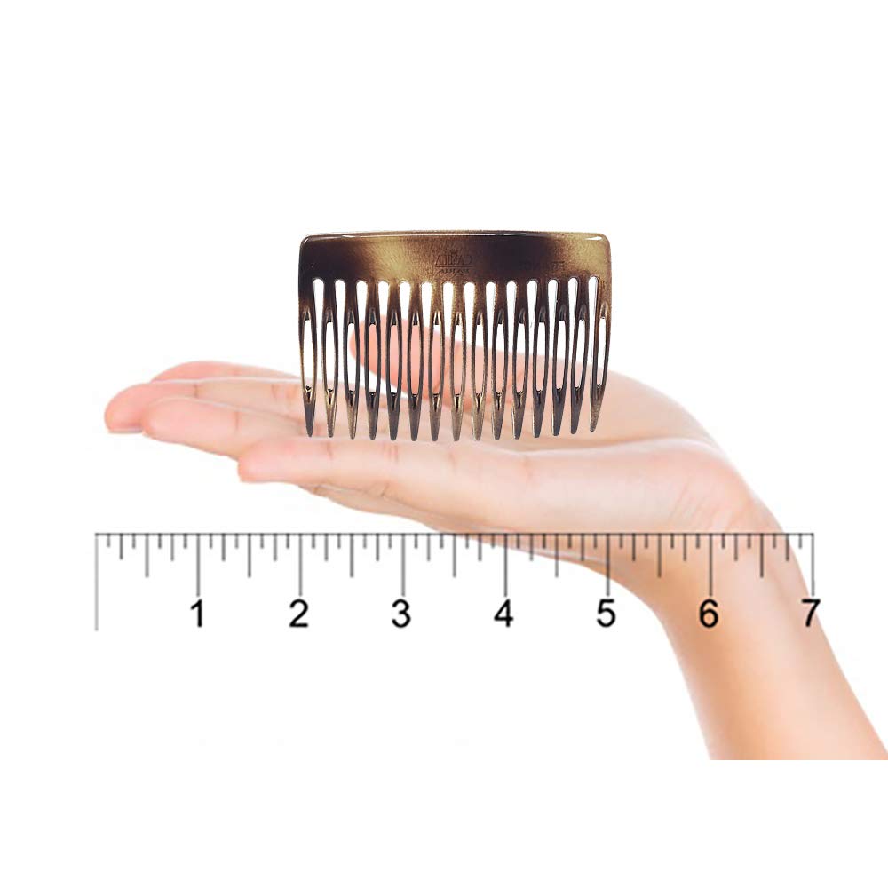 Camila Paris CP50/2 3 inch French Hair Side Combs Small Set of 2 Rounded, Flexible Durable Cellulose Hair Combs, Strong Hold Hair Clips for Women, No Slip Styling Girls Hair Accessories Made in France : Beauty