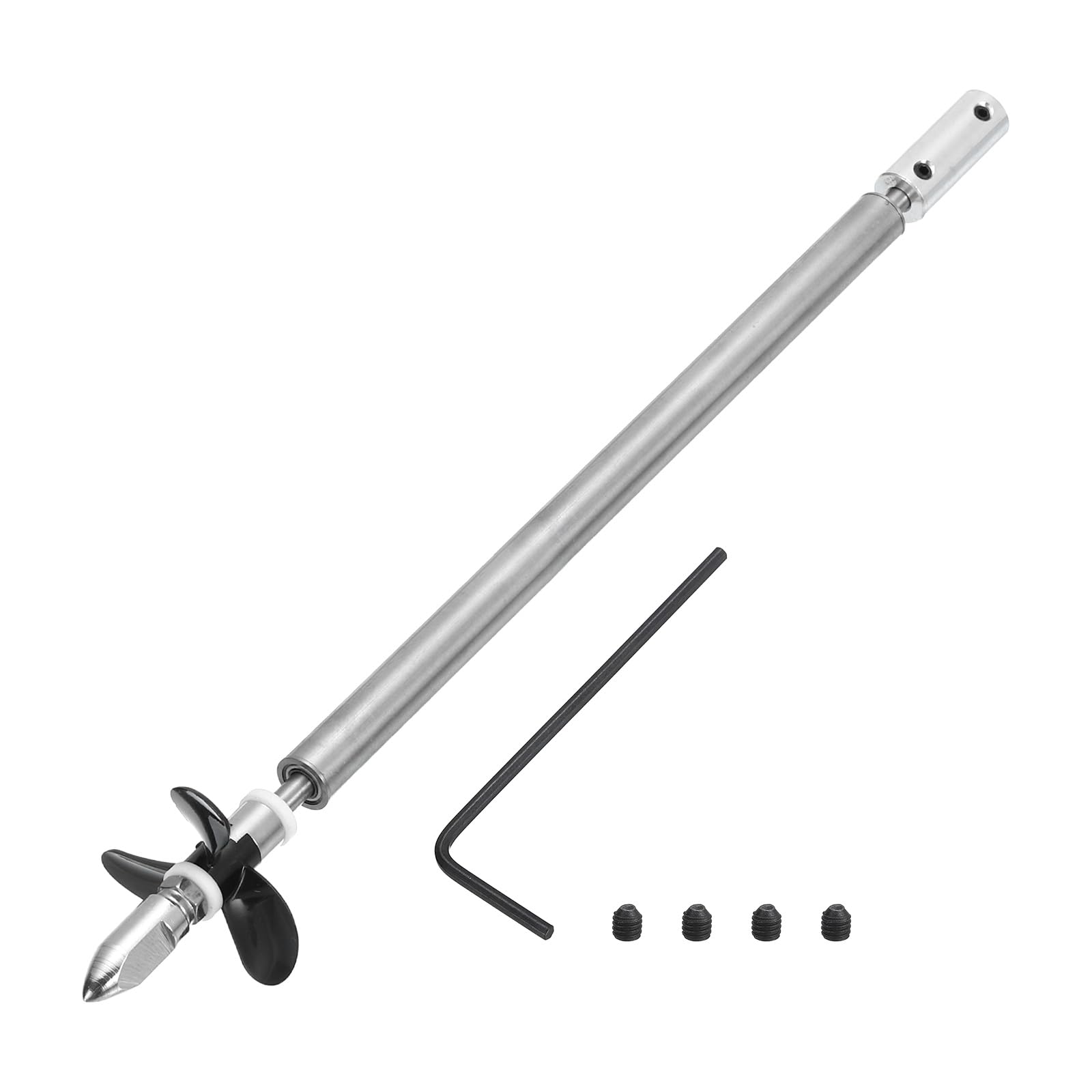 sourcing map Drive Shaft W Propeller and Coupling Joint for RC Boat Coupler Assemble Kit, L200mm Shaft, L25mm Sleeve, D36mm Three Propeller, Fit for 2.3 mm Motor Shaft