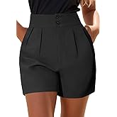 XinYangNi Women's Casual High Waisted Wide Leg Bermuda Shorts Summer Pleated Dressy Shorts with Pockets