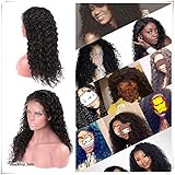 Suerkeep 8A Deep Wave Lace Front Wigs 150% Density Glueless Brazilian Virgin Human Hair Lace Frontal Wig With Baby Hair (14, Natural Color)