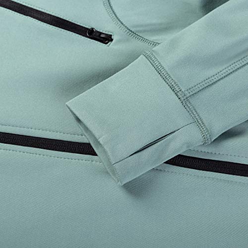 Dolcevida Women's Slim Fit Workout Track Jackets Full Zip Stretchy Warm up Active Running Jacket with Thumb Holes (Chinois Green, S)