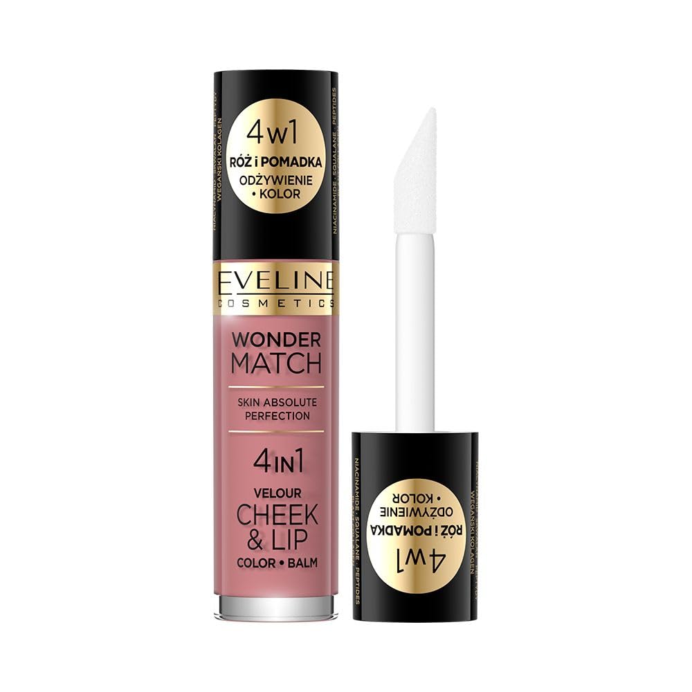 Eveline Cosmetics Wonder Match Wonder Match Liquid Blush and Lipstick - Shade 2, Vegan Hydrating Formula with Squalane, Peptides & Niacinamide
