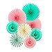 ZICA Tissue Paper Fans Decorations Kit for Wedding Bridal Shower Baby Shower Birthday Decoration Hanging Paper Fans Decoration, Cream Mint Green Rose Pink Golden Dot Paper Fans 8pcs