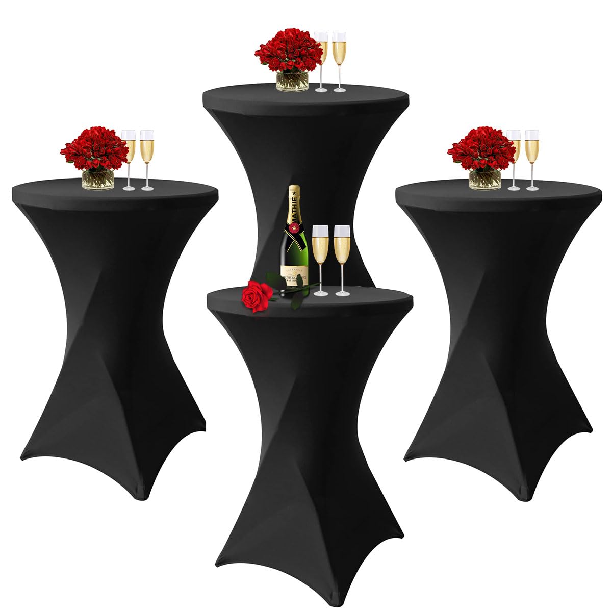 Photo 1 of ************MISSING ALL BUT 1***********
Albassa 4 Pack Cocktail Table Covers 32"x43" Spandex Stretch Highboy Top Tablecloth Fitted Round Table Cloths for Bar Wedding Cocktail Party Banquet Tables (4, Black, 32"x 43")
