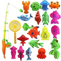 RIBITENS Creative Baby Bathing Toy 22-Piece Magnetic Fishing Toy Set