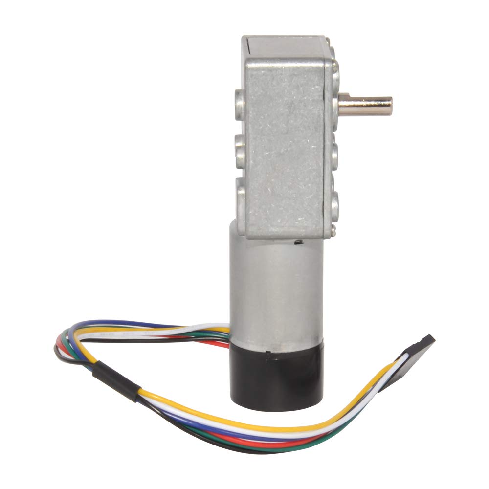 DC Worm Geared Motor 12V Low Speed 3RPM with Hall Encoder for Robotics